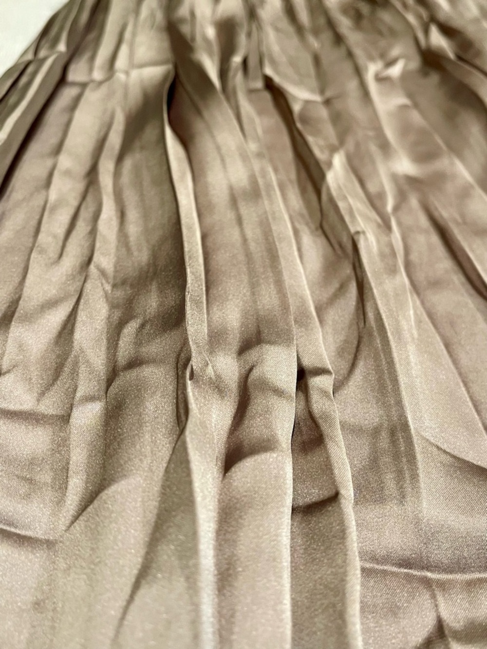Zara Satin Midi Skirt Taupe Brown Flowy Elastic Waist Drawstring Size M - Picture 8 of 8